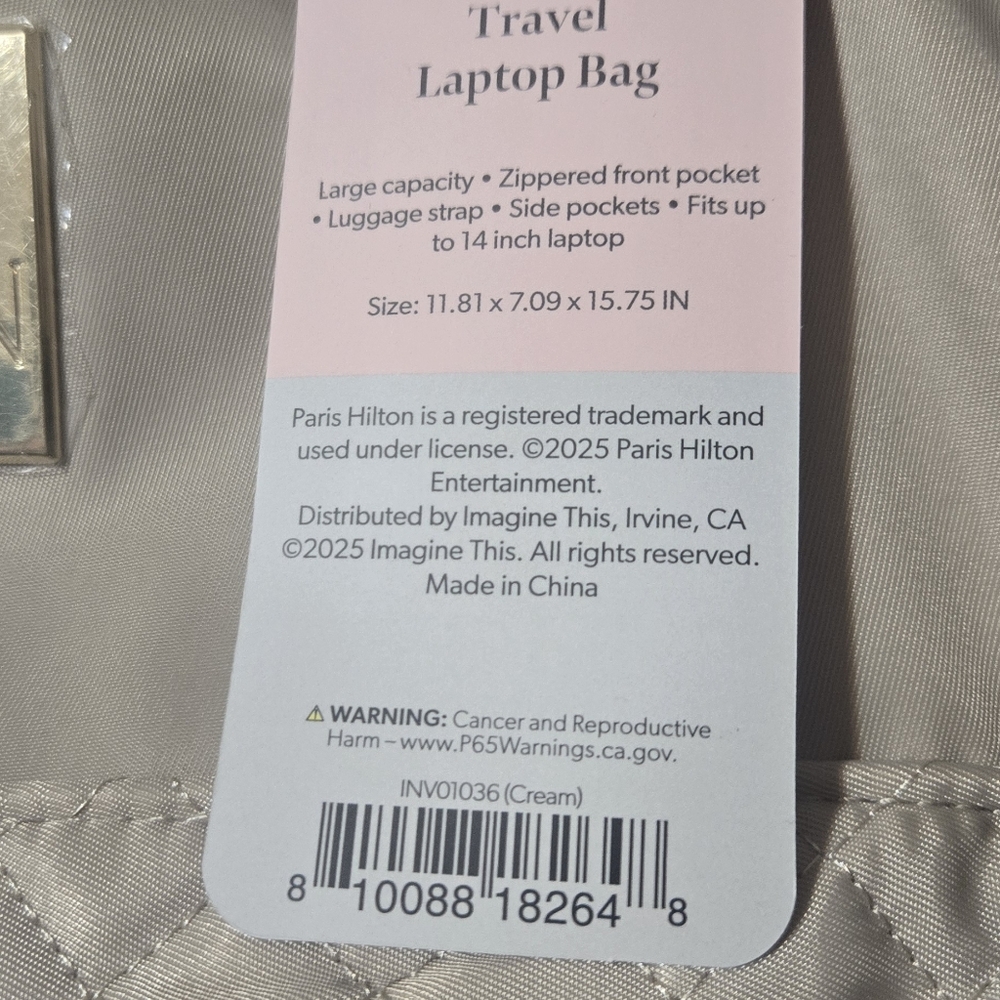 Paris Hilton Quilted Laptop Backpack with Gold Accent - Picture 2 of 12